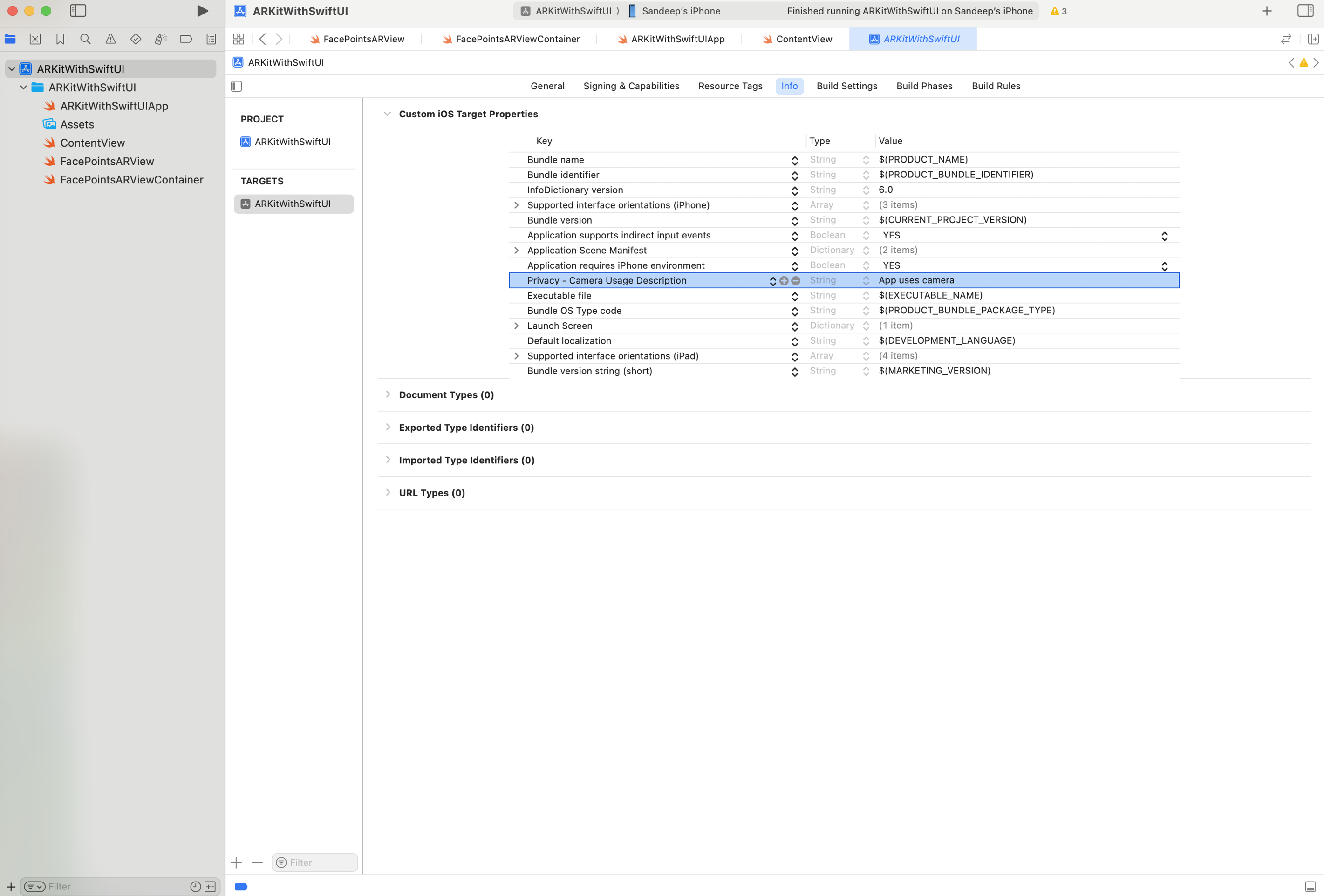 Add camera access permission code